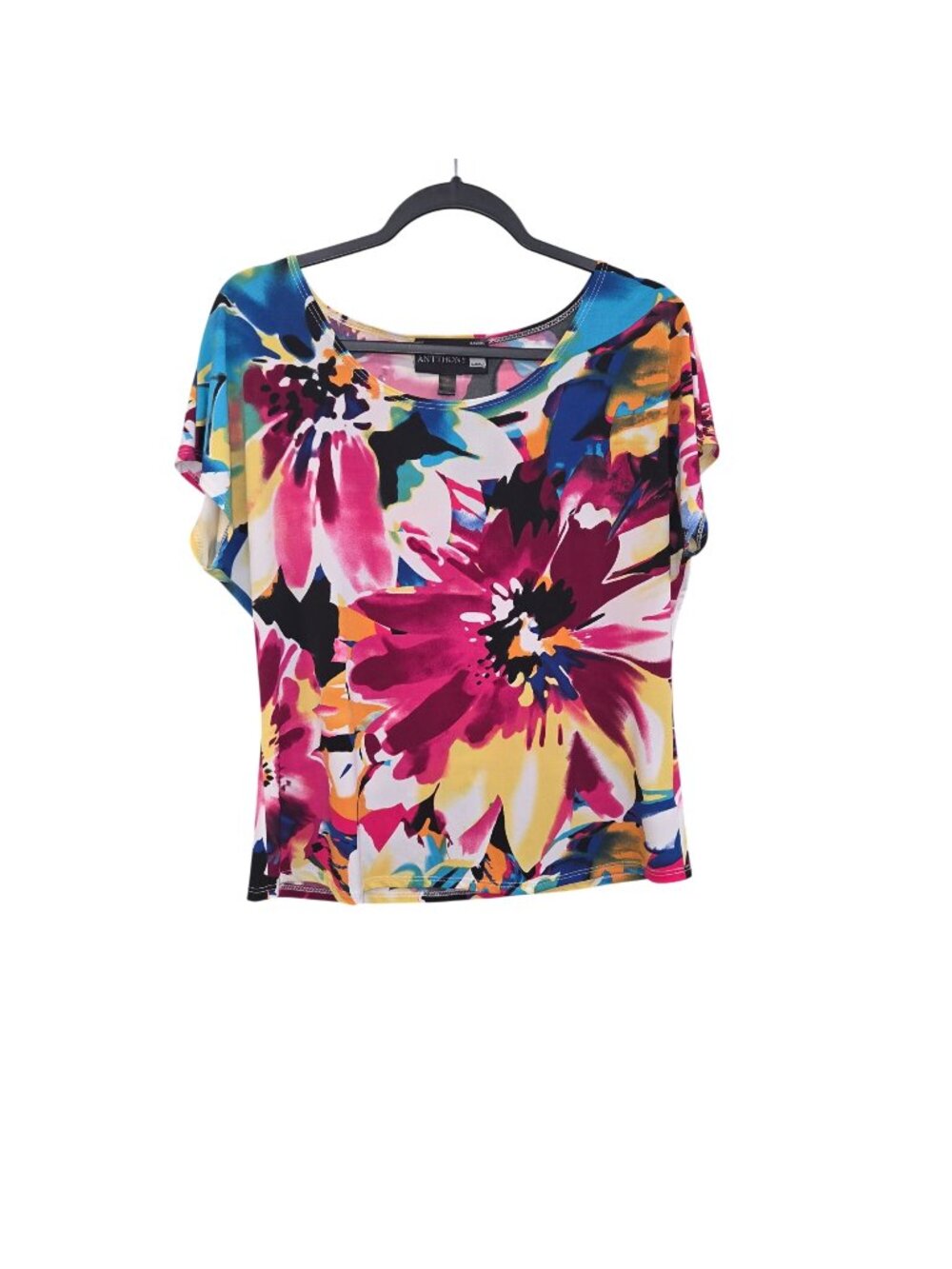 Antthony Womens S Floral Print Short Sleeve Top  Multicolor 4242